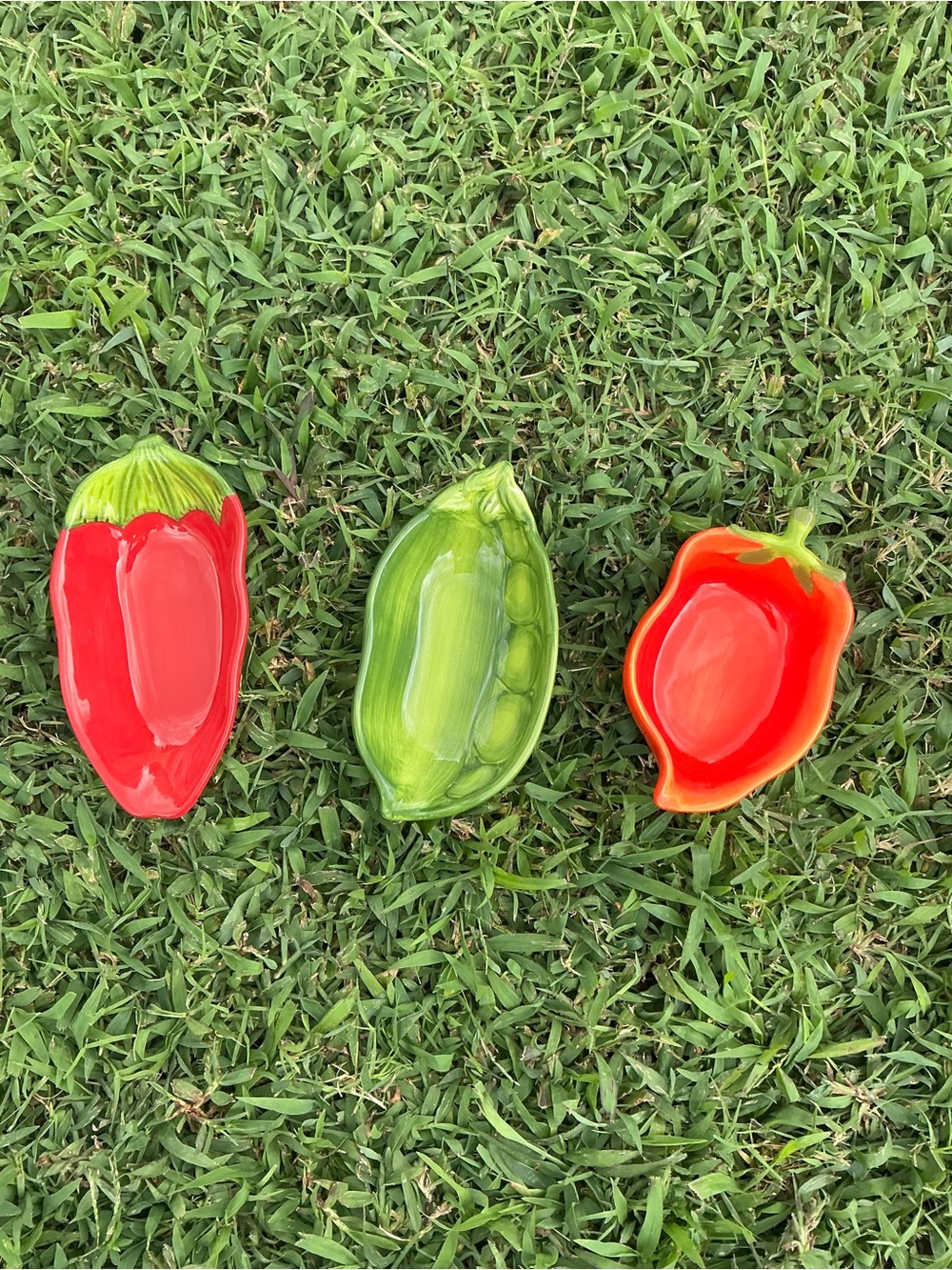 Pier 1 Red & Green Vegetable-Shaped Ceramic Dishes